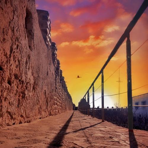 combination between sunset and old place