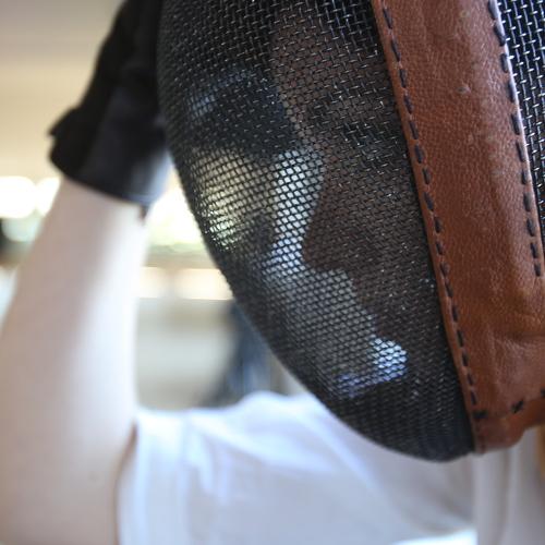 A woman in a mask