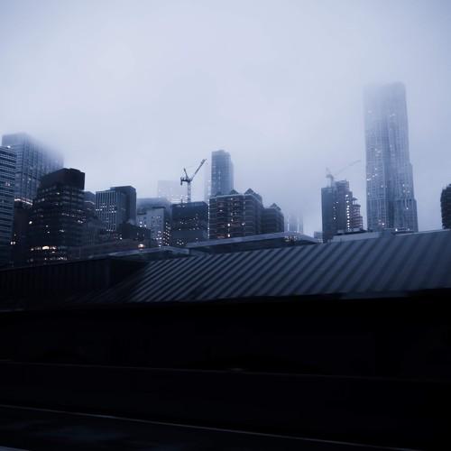 Fog Envelopes New York at Night
