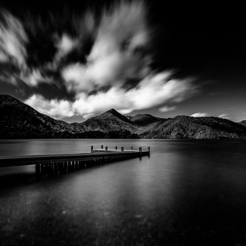flying clouds on the lake