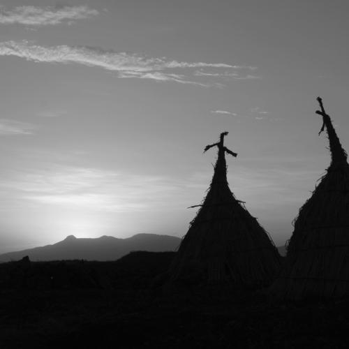sunset vs traditionally made shelter.