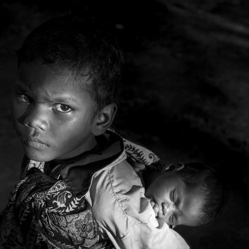 Brother caring his sister