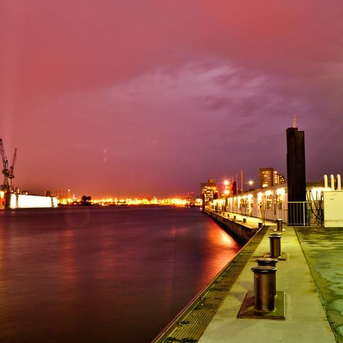 Hamburg port in the night