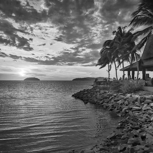 Sunset in black and white