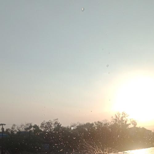 Evening Sunset With water drop