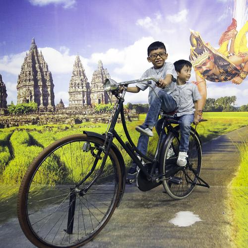 riding a bicycle