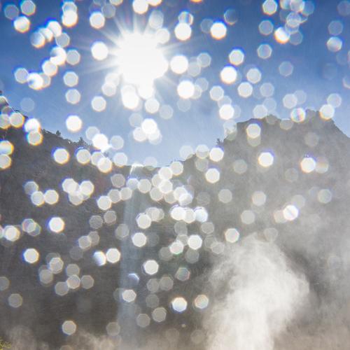 Mist by the Bridalveil waterfalls at Yosemite
