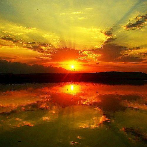 sunrise and reflections at lake