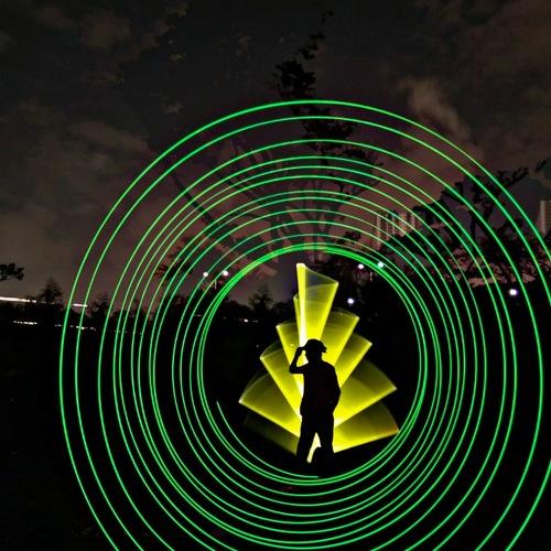 Night city in surabaya with play paint painting
