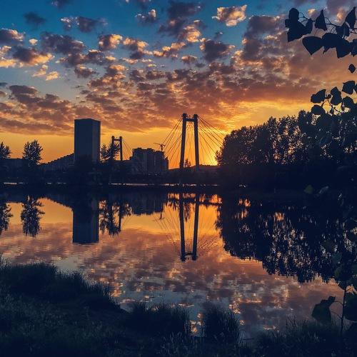 summer sunset in the city