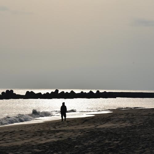 Traveler and the sea
