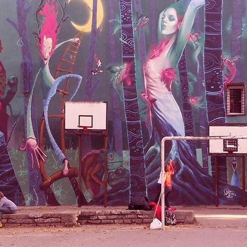 Mural in elementary school in Zemun