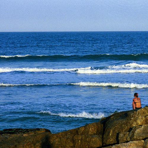 Girl rock  sea