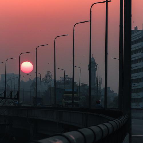 SUN IS SETTING ON A BUSY CITY