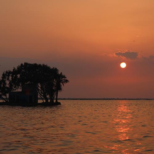 The deserted house sunset