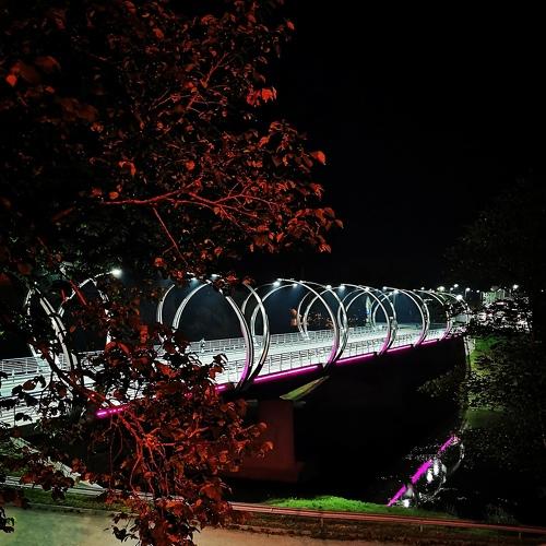Valmiera Bridge at night.