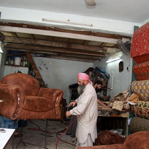 Dib Eljamal from Gaza is upholstery worker and owner of his upholstery shop where he revives old furniture and makes it new again.
