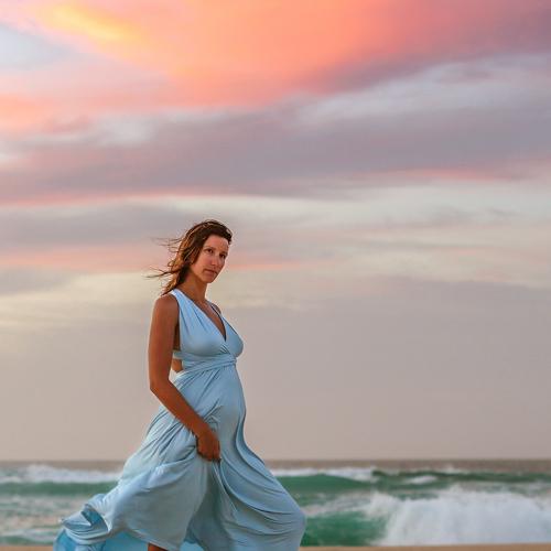 pregnant wife at beach