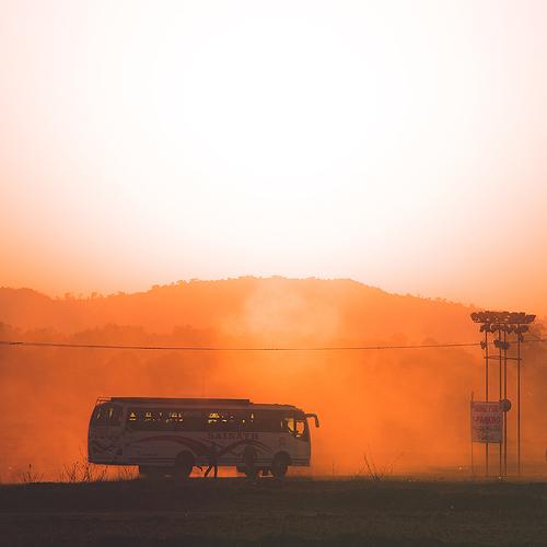 Sunset in village