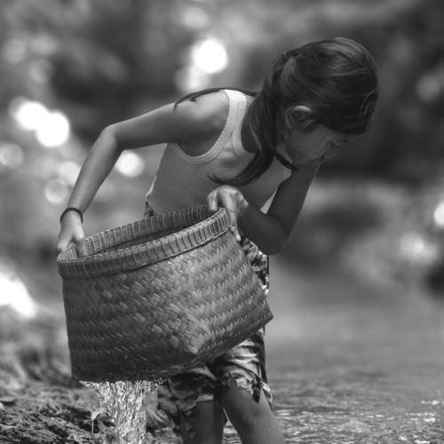 Little Girl with a Bamboo Basket