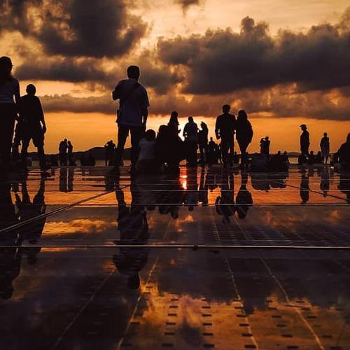 Crowd in sunset