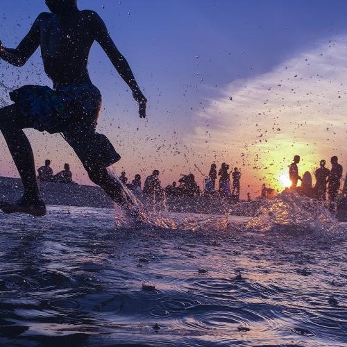 Running in the sea...