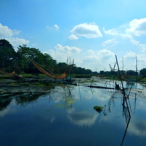 Besides the beel with fishing nets