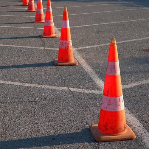 Street cones alligned