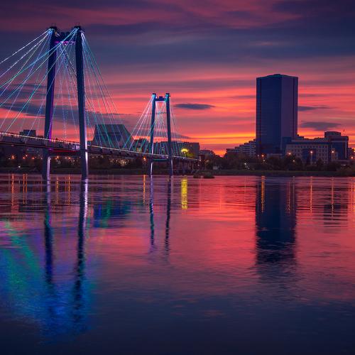 Вид на ночной Красноярск