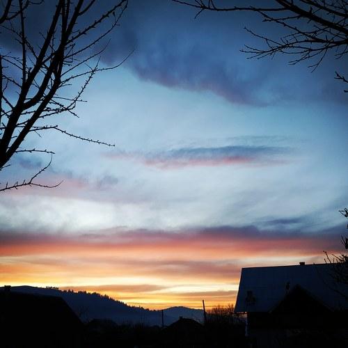 Landscape with sunset