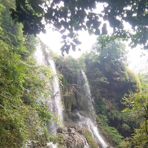 Celebration at waterfall