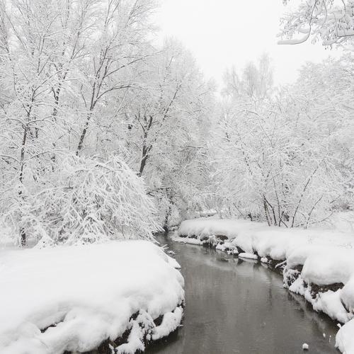 Snow and river