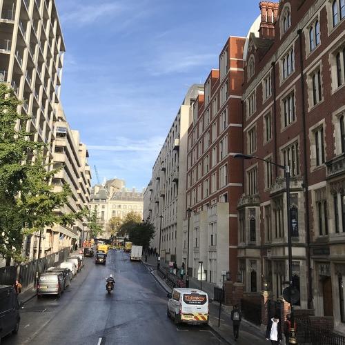 blue sky on the street