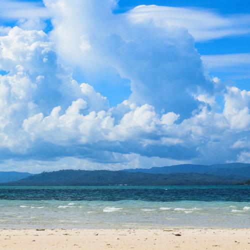 Sunny day at Kokoya Island, Morotai, North Maluku, Indonesia..