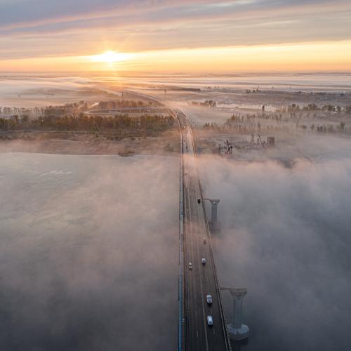 Туманный рассвет над Волгой