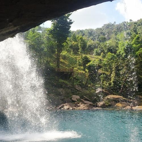 Waterfall from beneath