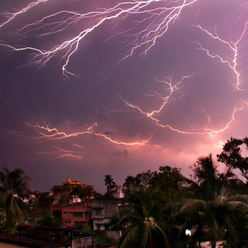 Lightning over the city