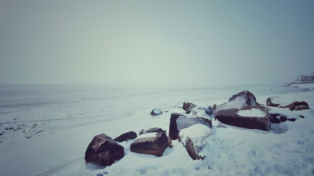 Ice Azov sea. Mariupol, Ukraine