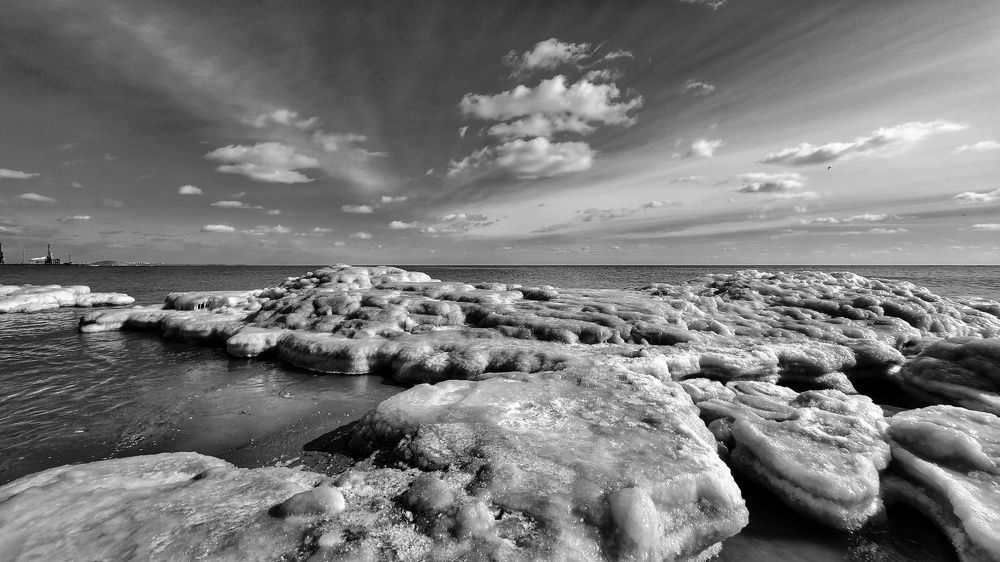 Winter. Azov sea in Mariupol. Ukraine