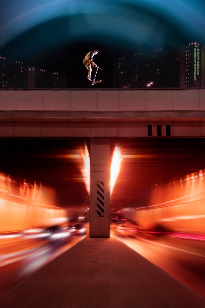 Трюк на краю обрыва. Москва.