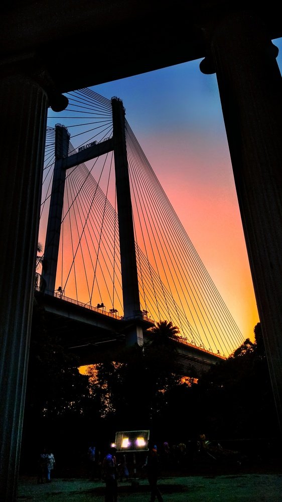 A view of Prinsep Ghat monument during sunset